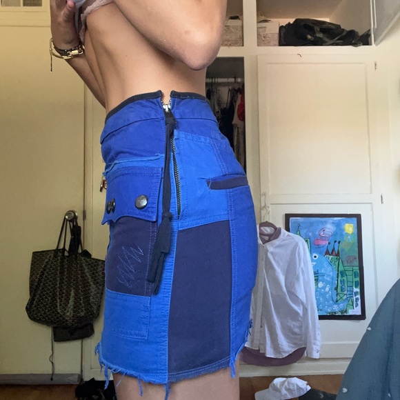 Zadig and Voltaire blue patchwork ‘Janis grunge’ mini skirt XS size 2 designer - Picture 3 of 5